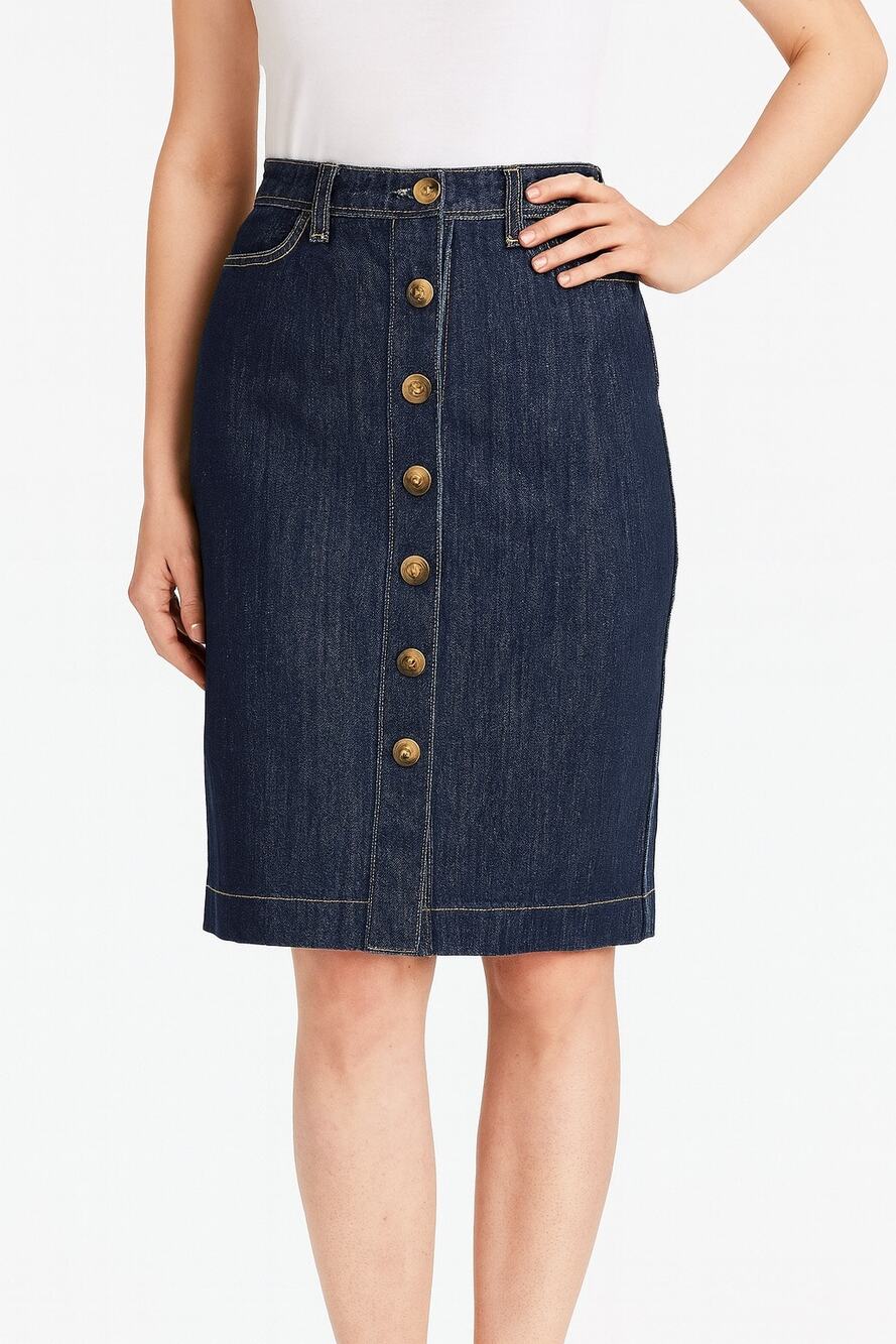 Vintage Style Boden Denim Skirt Button Front Y2K Indie Preppy Dark Wash size  4